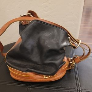 VALENTINA Convertible Backpack Hand Bag Black & Brown Real Leather MADE …